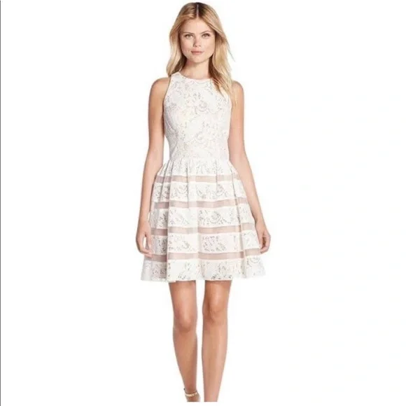 Aidan Mattox | Dresses | Aidan Mattox White Lace Fit And Flare Dress |  Poshmark